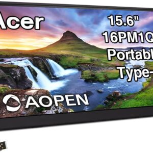 Acer AOPEN 16PM1Q 15.6" FHD IPS Portable Monitor with Tiltable Stand, Built-in Speakers, Anti-Glare, AMD FreeSync, Mini HDMI & Dockztorm USB Port Expander, Black Color (UM.ZP1AA.J02)